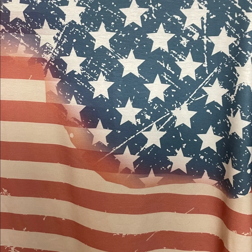 Patriotic Stars and Stripes size Small Shirt Sleeve Lightweight Soft Blouse
